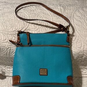 Dooney & Bourke Turquoise and Brown Crossbody Bag